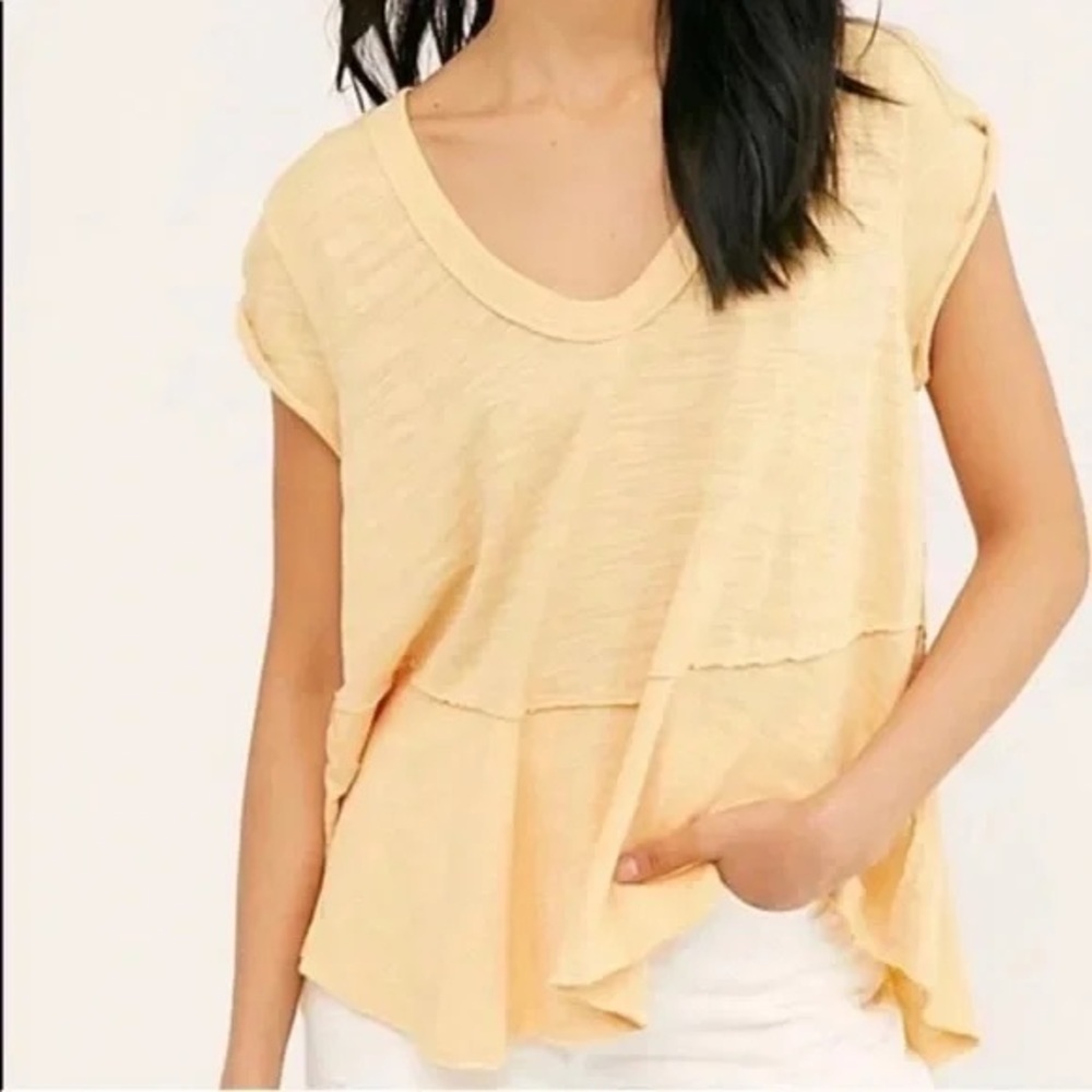 Free people tee yellow size small